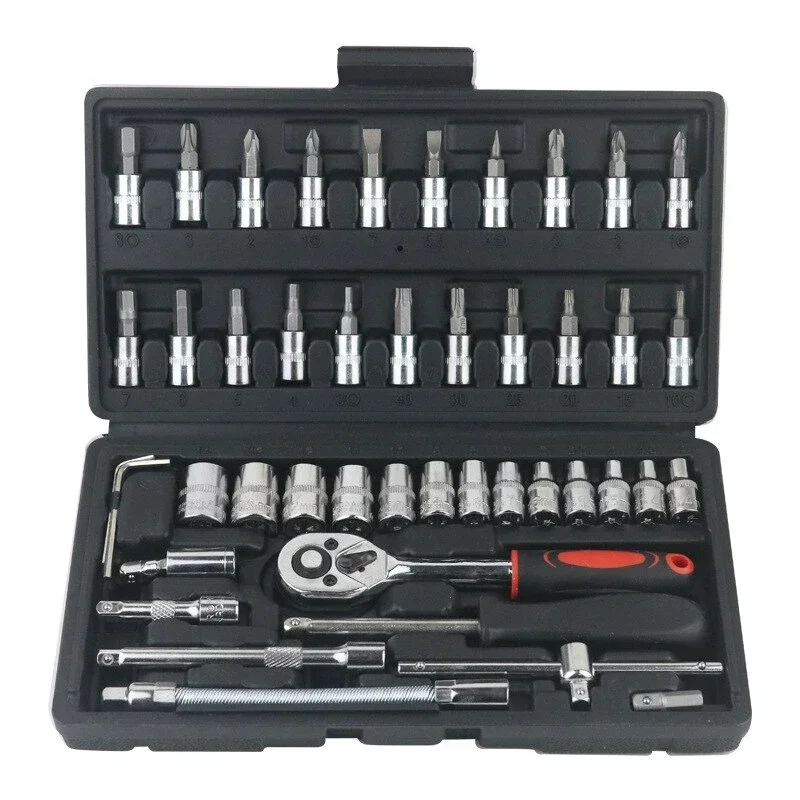 46-Piece Car Repair Tool Kit with Ratchet